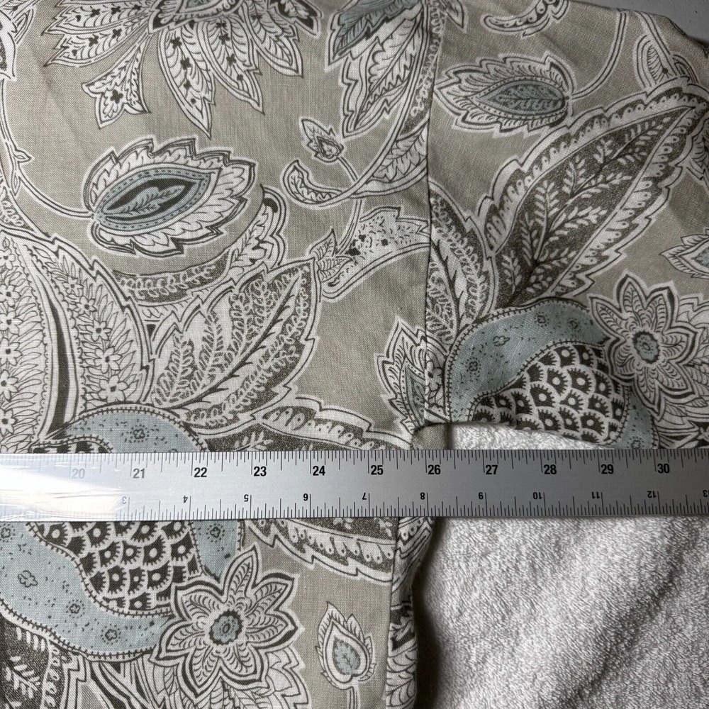 Bryn Walker Womnes Linen Top Jacket Tan Blue Paisley 3/4 Sleeve‎ Button Up Sz Lg - Picture 11 of 15
